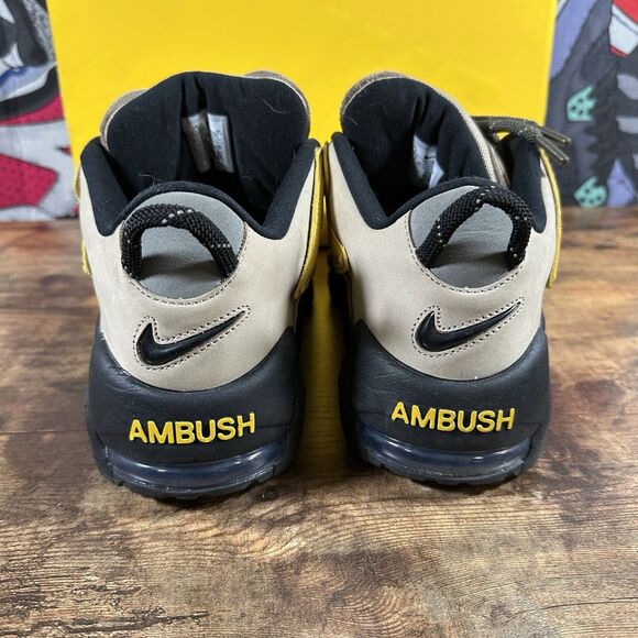 Size 11.5 - AMBUSH x Nike Air More Uptempo Low Vivid Sulfur Limestone FB1299-200 - Picture 4 of 9